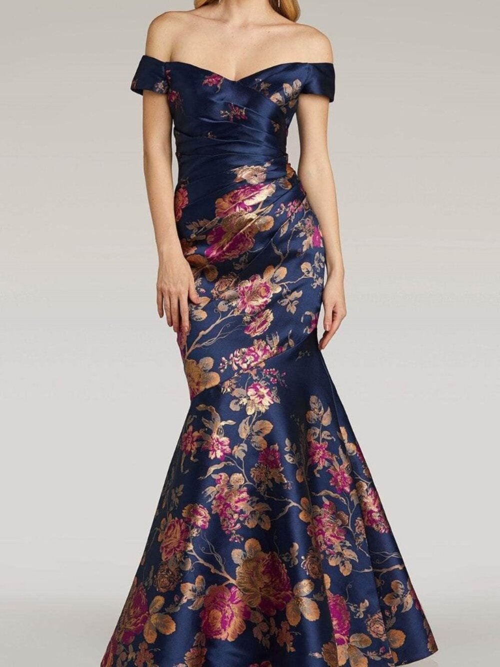 NWT Feriani Couture 18338 Floral Print Mother of the Bride Dress Navy size 14